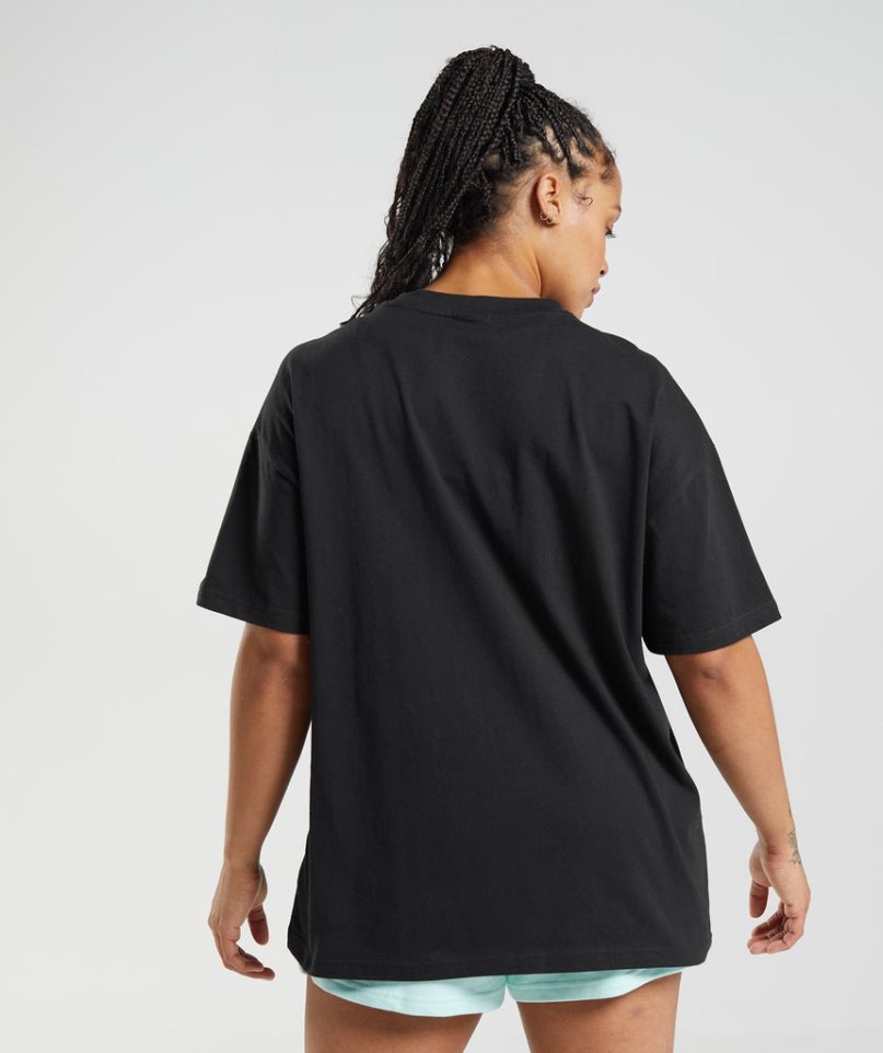 Women's Gymshark Legacy Oversized T-Shirts Black | CA 80653A